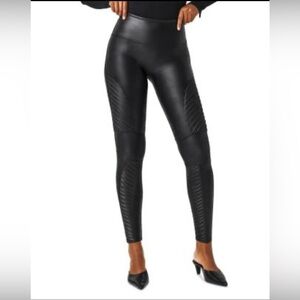 SPANX Faux Leather Moto Leggings Size L
